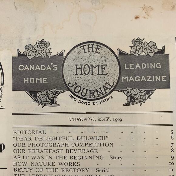The Home Journal Canada's Leading Home Magazine May 1909 Antique Vintage - Picture 2 of 3